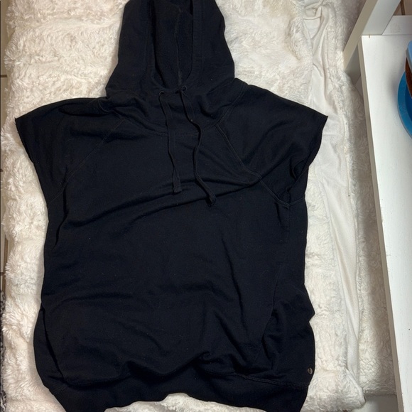 z by zella Tops - Z by zella muscle tank sweatshirt white striped black small hooded​​​​​​​​
